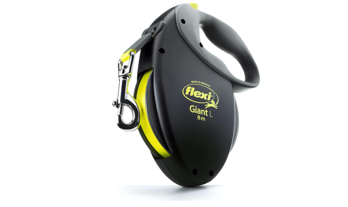 FLEXI Giant Tape Retractable Dog Leashes for Large Dogs Upto 110 lbs. – 26 ft., Black | Tangle Free Pet Walking Leash with One-Handed Brake, Pause, Lock|German Quality Product