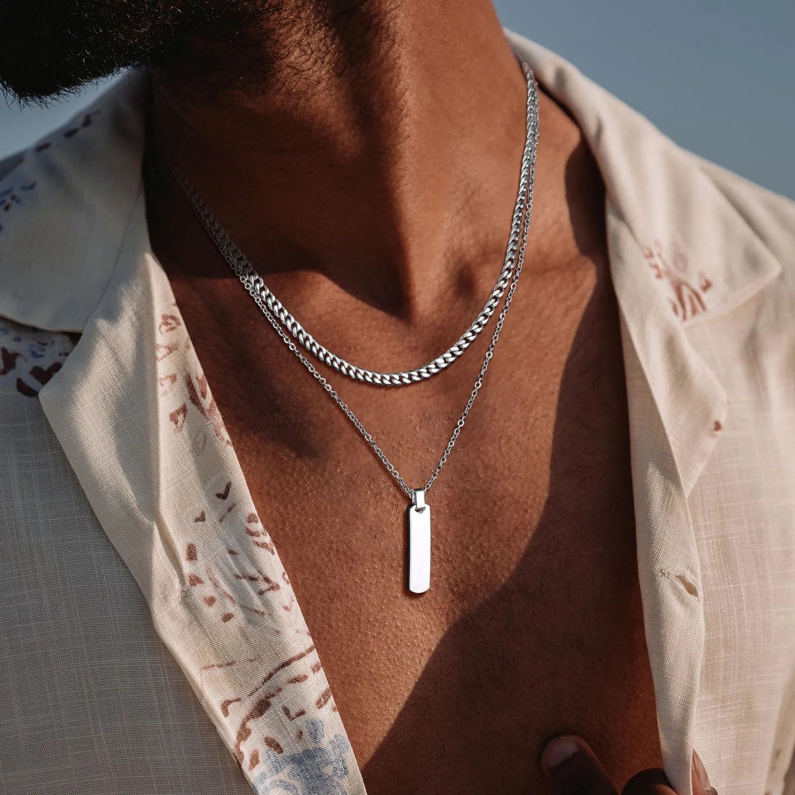 Men’s Vertical Bar Cuban Necklace