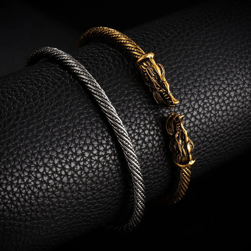 Men’s Double Wolf Head Bracelet