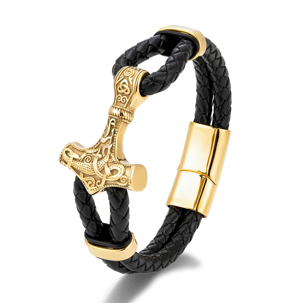 Leather Anchor Stainless Steel Wristband
