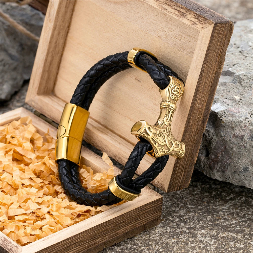 Leather Anchor Stainless Steel Wristband