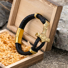 Leather Anchor Stainless Steel Wristband