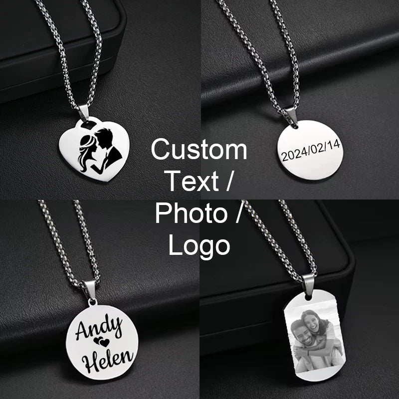 Personalized Engraved Photo Pendant Necklace