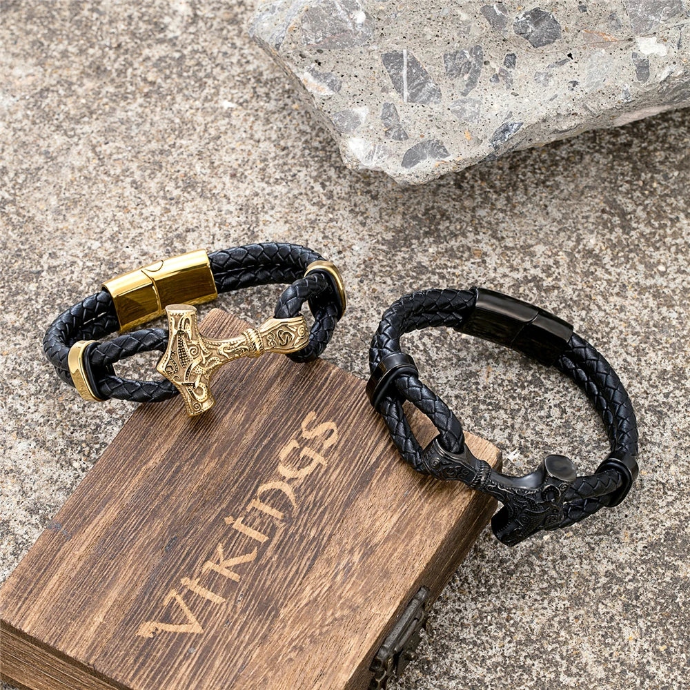 Leather Anchor Stainless Steel Wristband