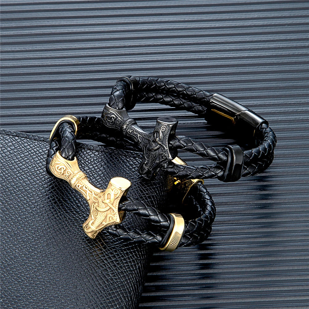 Leather Anchor Stainless Steel Wristband