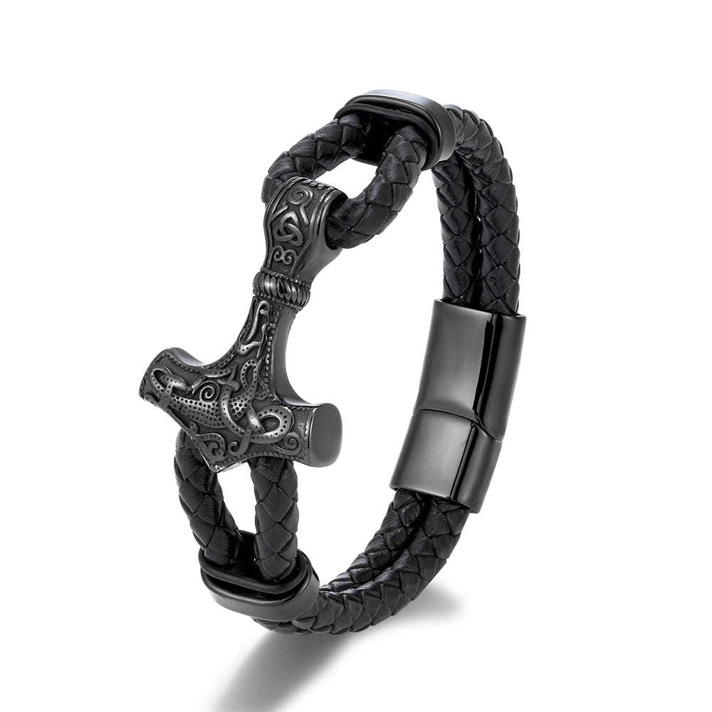 Leather Anchor Stainless Steel Wristband