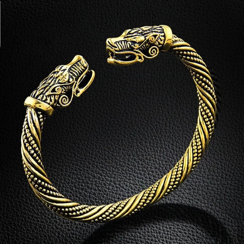 Men’s Double Wolf Head Bracelet