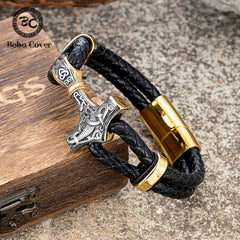 Leather Anchor Stainless Steel Wristband