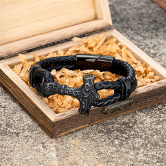 Leather Anchor Stainless Steel Wristband