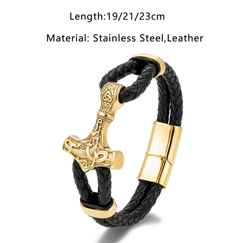 Leather Anchor Stainless Steel Wristband