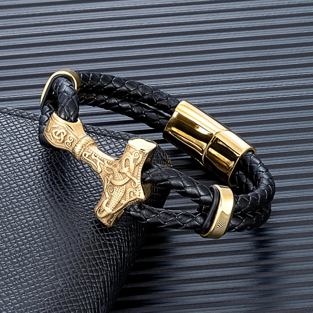 Leather Anchor Stainless Steel Wristband