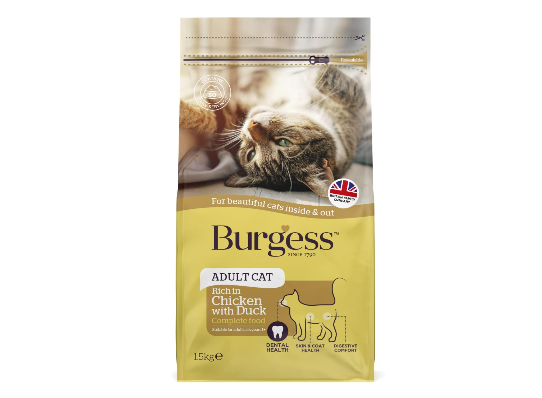 Burgess Adult Cat Food British Chicken and Duck 1.5kg