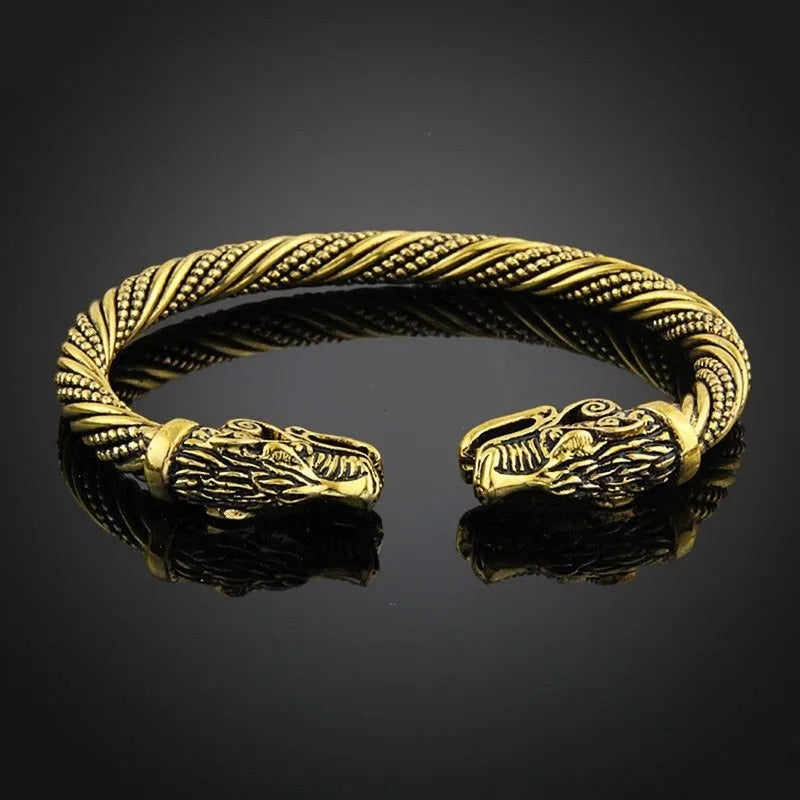 Men’s Double Wolf Head Bracelet