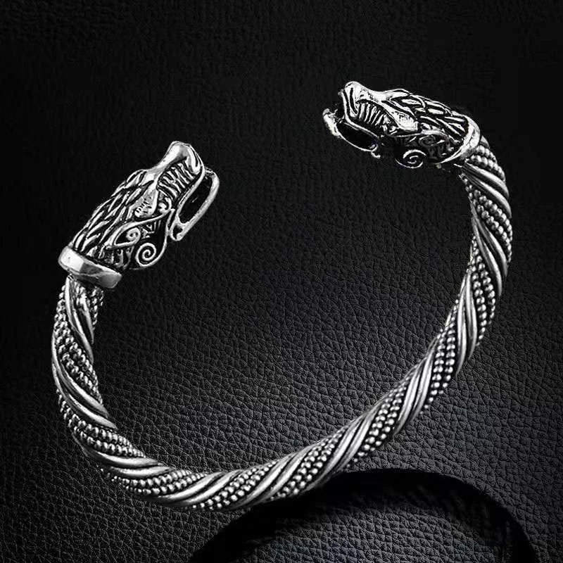 Men’s Double Wolf Head Bracelet