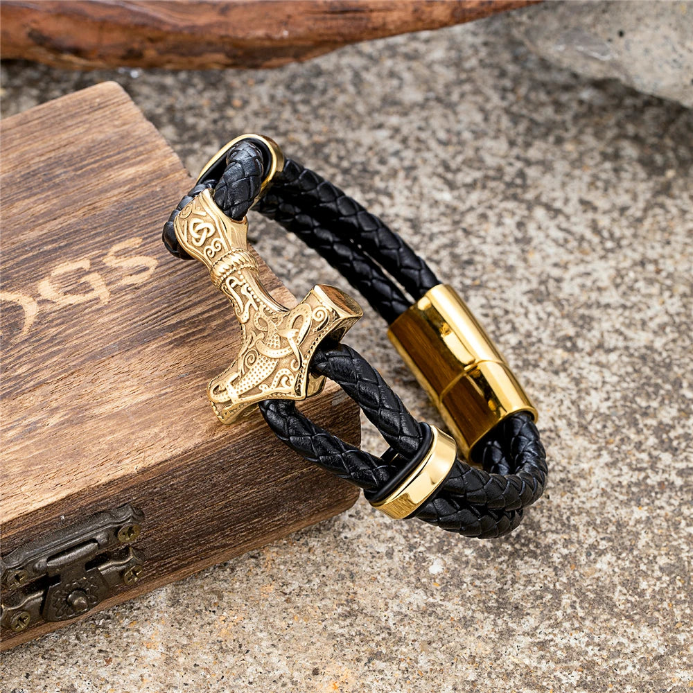 Leather Anchor Stainless Steel Wristband
