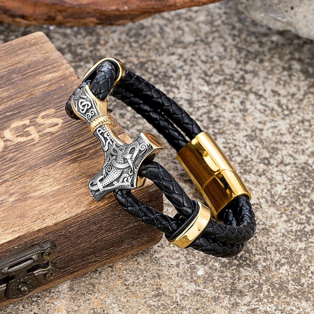 Leather Anchor Stainless Steel Wristband
